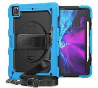 Coque en TPU + Silicone avec sangle de maintien intégrée béquille pivotante à 360° et bandoulière bleu clair pour votre Apple iPad Pro 12.9 pouces (2020) Bleu Clair G