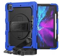 Coque en TPU + Silicone avec sangle de maintien intégrée béquille pivotante à 360° et bandoulière bleu pour votre Apple iPad Pro 12.9 pouces (2020)