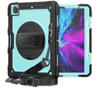 Coque en TPU + Silicone avec sangle de maintien intégrée béquille pivotante à 360° et bandoulière noir/bleu clair pour votre Apple iPad Pro 12.9 pouces (2020) G