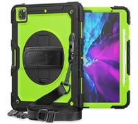 Coque en TPU + Silicone avec sangle de maintien intégrée béquille pivotante à 360° et bandoulière noir/jaune-vert pour votre Apple iPad Pro 12.9 pouces (2020) G