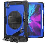 Coque en TPU + Silicone avec sangle de maintien intégrée béquille pivotante à 360° et bandoulière noir/bleu pour votre Apple iPad Pro 12.9 pouces