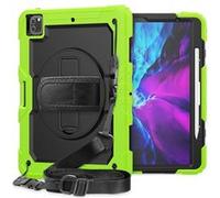 Coque en TPU + Silicone avec sangle de maintien intégrée béquille pivotante à 360° et bandoulière vert jaunâtre pour votre Apple iPad Pro 12.9 pouces (2020) Vert G