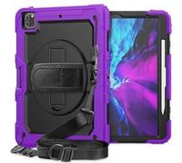 Coque en TPU + Silicone avec sangle de maintien intégrée béquille pivotante à 360° et bandoulière violet pour votre Apple iPad Pro 12.9 pouces (2020)
