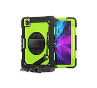 Coque en TPU + Silicone combo avec béquille pivotante à 360°, dragonne et bandoulière intégrées noir/vert pour votre Apple iPad Pro 11 pouces