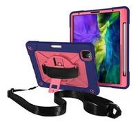 Coque en TPU + Silicone hybride résistant aux chocs avec béquille et bandoulière bleu marine/rose pour votre Apple iPad Pro 11 pouces (2020)/(2018)