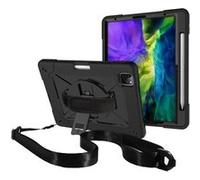Coque en TPU + Silicone hybride résistant aux chocs avec béquille et bandoulière noir pour votre Apple iPad Pro 11 pouces (2020)/(2018)