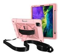 Coque en TPU + Silicone hybride résistant aux chocs avec béquille et bandoulière or rose pour votre Apple iPad Pro 11 pouces (2020)/(2018) Or Rose G