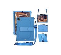 Coque en TPU + Silicone preuve de choc avec béquille et bandoulière bleu foncé pour votre Apple iPad Pro 11 pouces (2020)