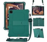 Coque en TPU + Silicone preuve de choc avec béquille et bandoulière vert pour votre Apple iPad Pro 11 pouces (2020) Vert G