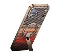 Coque en Véritable Fibre De Carbone pour IPhone 17/17 Pro / 17 Pro Max - Protection Intégrale des Objectifs, Antichoc, Support Magnétique, Ultra-Fine - Style Business,17pro,Orange