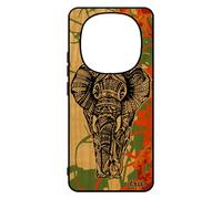 Coque En Vrai Bois Elephant Pour Xiaomi Redmi Note 14 Pro/14 Pro+ Plus 5g Silicone D'asie Garcon Dessin Ethnique Tpu Animaux Mobile Noir