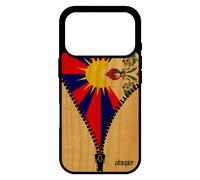 Coque En Vrai Bois Naturel Telephone Pour Iphone 17 Pro Silicone Drapeau Tibet Tibetain Etui Bouddhisme 4g Noir Bouddha Bumper