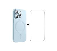 Coque ENKAY MagSafe en TPU mat compatible iPhone 14 Pro avec film protecteur pour objectif et écran : Bleu