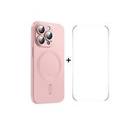 Coque ENKAY MagSafe en TPU mat compatible iPhone 14 Pro avec film protecteur pour objectif et écran : Rose