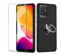 Coque et 1Pcs Verre trempé et 1*anneau, Coque antichoc protection Compatible with Cubot Note 21 Coke Coque de protection Compatible with Cubot Note 21 étui housse protection et protège écran,Black