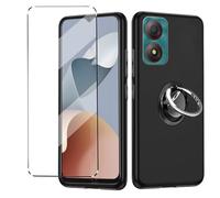 Coque et 1Pcs Verre trempé et 1*Anneau, Coque Antichoc Protection Compatible with ZTE Blade A34 Coque de Protection Compatible with Blackview BV8900 étui Housse et protège écran,Black