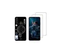 NOVAGO Compatible avec Huawei Honor 20 et Nova 5T -Pack de 2 Film Protection écran Verre trempé +1 Coque Souple Transparente et Résistante Anti Choc (Camera)