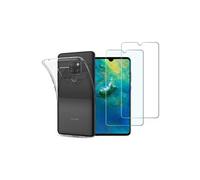 NOVAGO Compatible Huawei Mate 20 Pack (3 en 1) Coque Souple Transparente Anti Choc + 2 Films écran en Verre trempé résistant 9H