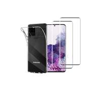 NOVAGO Compatible avec Samsung Galaxy S20 Ultra- Pack Complet (Films + Coque) de 2 Films Protection écran Verre trempé 3D incurvé+ 1 Coque arrière résistante (Transparente Souple)