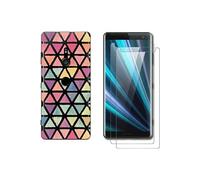 Coque et 2 films Sony Xperia XZ3 - Coque fantaisie souple solide + 2 Films incurvés en Verre trempé résistants Anti Casse écran (Mosaïque)