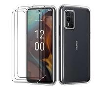 Coque et 3Pcs Verre trempé Anti Casse Protection Compatible with Nokia XR21 5G Coke Coque de Protection Compatible with Nokia XR21 5G étui Housse Etui Protection et protège écran Antichoc,Clear