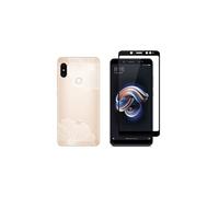 NOVAGO Compatible avec Xiaomi Redmi Note 5 -Pack 2 en 1 -Coque Souple Transparente Anti Choc avec Impression +1 Film en Verre trempé Protection écran résistant (Fleur Blanche)