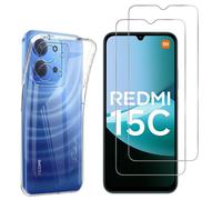 Coque et protection écran - PHONILLICO - Xiaomi Redmi 15C 4G - Souple - Transparent - 2 Verres Trempé
