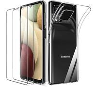 Coque et protections d'écran - Novago - Samsung Galaxy A12/M12 4G - Silicone souple - Verre trempé - Transparent
