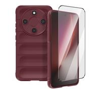Coque et Verre Trempé pour Honor Magic 8 Lite Souple Antichoc Renforcé Bordeaux