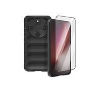 Coque et Verre Trempé pour Honor Magic 8 Lite Souple Antichoc Renforcé Noir transparent