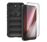 Coque et Verre Trempé pour Honor Magic 8 Lite Souple Antichoc Renforcé Noir transparent