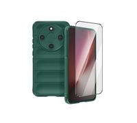 Coque et Verre Trempé pour Honor Magic 8 Lite Souple Antichoc Renforcé Vert