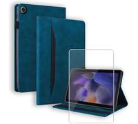 Coque et Verre Trempé - Samsung - Galaxy Tab A9+ - Protection - Cuir PU - Bleu