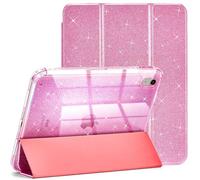 Coque Étincelante pour iPad （A16） 11" Génération 2025 et iPad 10 Génération 10,9" 2022 - Coque Antichoc avec Porte-Stylo, Design Pailleté et Mignon, Fonction Veille/Réveil Automatique, Rose Vif