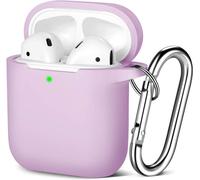 Coque Étui Compatible avec Apple Airpods 2 & 1, Housse de Protection en Silicone, Témoin LED Visible, supporte Le Chargement sans Fil avec Mousqueton,Lavande