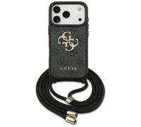 Coque Étui Guess 4G Grand Logo Sangle Cordon Porté Travers pour iPhone 17 Pro Noir