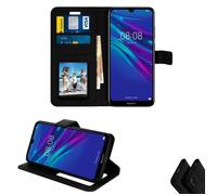 Coque Etui HUAWEI Y6 2019 - Cuir - Portefeuille - Noir - Rangement pour carte - Support horizontal