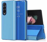 Coque Étui Miroir Compatible Oppo Find N ¿ Pc/Pu Antichoc, Rabat Clear View Avec Support Pliable ¿ Bleu