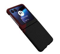 COQUE Etui Motorola Razr 50,Housse de Téléphone Pliable en Fibre de Carbone pour Motorola Razr 50 5G-Noir Rouge