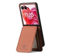 COQUE Étui Porte-Cartes Slim Fit pour Motorola Razr 50 Ultra avec Support magnétique, Protection RFID, Portefeuille Antichoc et antichute pour Motorola Razr 50 Ultra-Brun