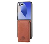 COQUE Étui Porte-Cartes Slim Fit pour Samsung Galaxy Z Flip 6 avec Support magnétique, Protection RFID, Portefeuille Antichoc et antichute pour Samsung Galaxy Z Flip 6-Brun