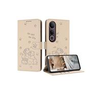 Coque Etui Portefeuille à Rabat pour vivo V50 Lite - PU Cuir - Motif Chat - Support - Dragonne - Beige