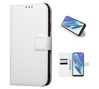 COQUE Étui Portefeuille avec Texture Tissée Magnétique et Fente pour Cartes pour Oukitel C59, Étui Rabat pour Oukitel C59-Bianco