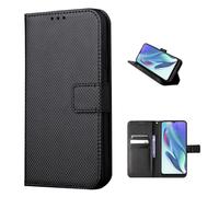 COQUE Étui Portefeuille avec Texture Tissée Magnétique et Fente pour Cartes pour TCL K70 Power 4G, Étui Rabat pour TCL K70 Power 4G-Nero