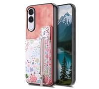 COQUE Étui Portefeuille Fleurs pour Vivo V70 FE-Rose