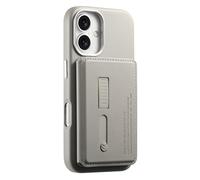 COQUE Étui Portefeuille pour Apple iPhone 16, avec Porte-Cartes magnétique, Aimant intégré et dragonne coulissante, de Protection Fine pour Apple iPhone 16-Gris