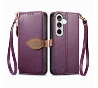 COQUE Étui Portefeuille pour Samsung Galaxy S26 Pro avec Porte-Cartes, Poche zippée, Boucle à Feuille, dragonne, étui à Rabat en Cuir PU pour Samsung Galaxy S26 Pro-Violet