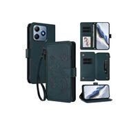 Coque Etui Portefeuille Realme Note 60 4G Cuir PU Papillon Aimant Zippé Vert