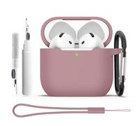 Coque Étui pour AirPods 4 2024 avec Kit de Nettoyage, Housse de Protection en Silicone Ultra-Fin Antichoc de 2mm, Accessoires 4-in-1 pour Apple AirPods 4ᵉ Génération avec Mousqueton et Cordon