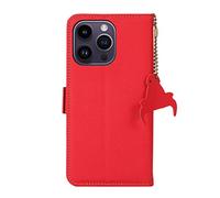 COQUE étui pour Couverture Apple iPhone 14 Pro, Flip en Cuir véritable avec Porte-Carte bancaire,Housse Folio magnétique pour Apple iPhone 14 Pro-Rouge